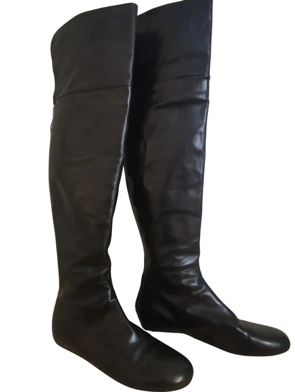 Vera Wang Lavender Black Over-the-Knee Leather Boots